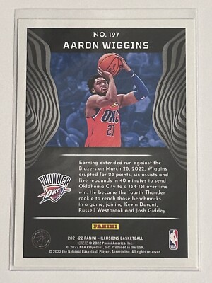 Aaron Wiggins 2021-22 Illusions Basketball Base #197 Rookie RC OKC