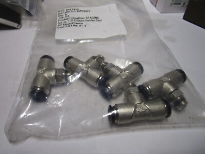 8mm Tube x 1/8'' Male Universal Thread Brass Push-to-Connect Branch Tee QTY 5