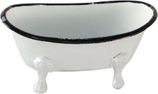 Foreside Home  Garden Black Distressed Rim White Enamel Bathtub Soap Dish