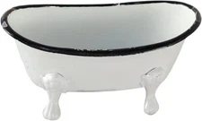Foreside Home & Garden Black Distressed Rim White Enamel Bathtub Soap Dish