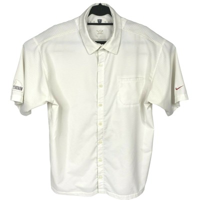 Nike Golf Dri-Fit White Ribbed Button Down Shirt Golfer Tennis Mens Size Large L | eBay
