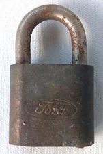 Vintage Ford Motor Co. Oval Script Brass Pad Lock Padlock (No Key)