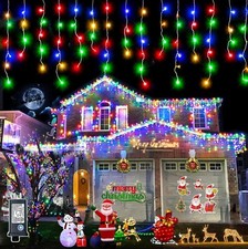 33ft 400 LED Christmas Lights Outdoor - 8 Modes Icicle Lights with 75 Drops