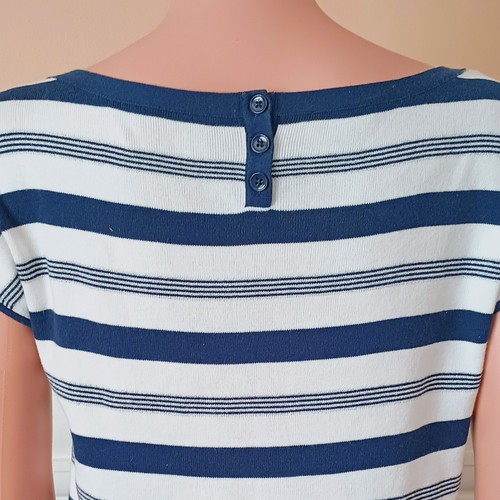 Talbots Navy Stripe Sleeveless Sweater M Boat Neck Knit with Metallic Threads - Bild 8 von 10