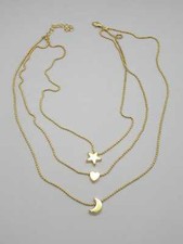 Collana da donna collier dorato girocollo catenina pendente stella cuore luna 