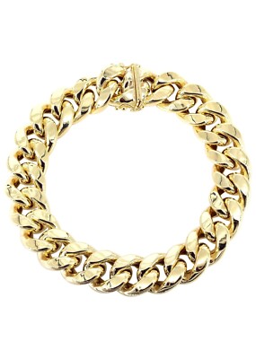 Real 10k Gold Miami Cuban Link 9'' Bracelet 13mm Width Box Lock Thick Top Quality