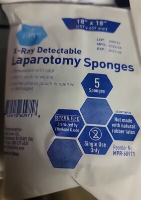 25 MedPride Laparotomy Sponges 18 '' X 18 ''  Sterile  Latex Free X-Ray Detectable