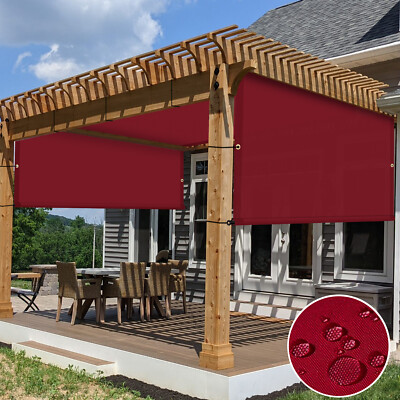 Pergola Shade Cover Garden Waterproof Replacement Canopy Cover Awning w/ Rod Red