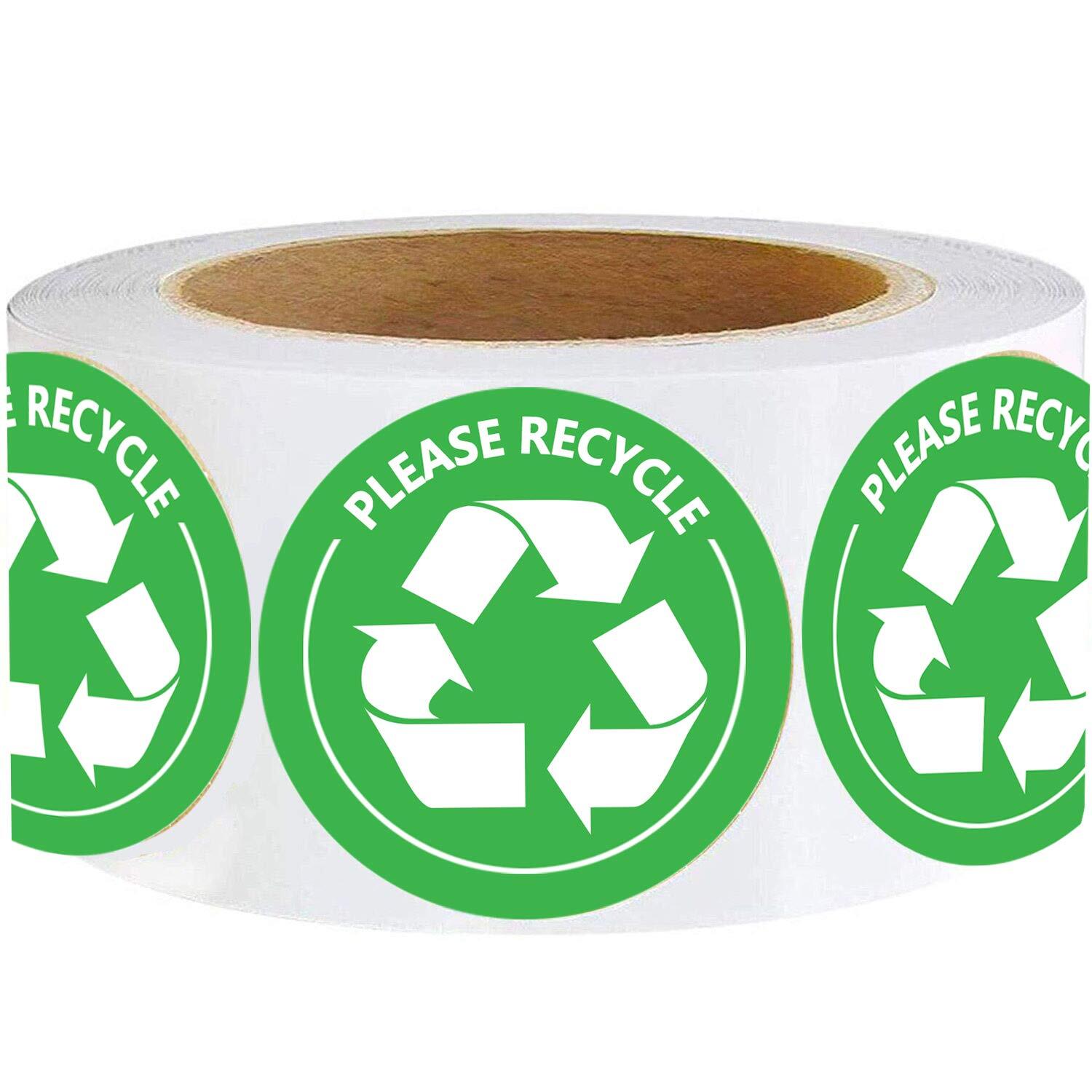 Please Recycle Self-Adhesive Stickers,Weatherproof Recycle Sign 2 Inch 500 Pc...