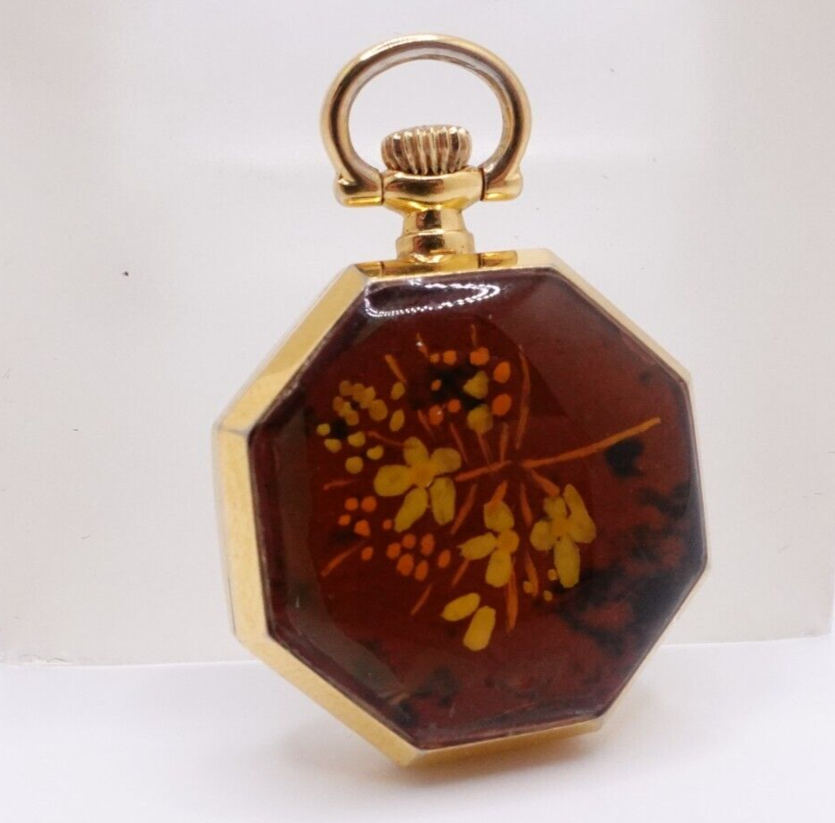 Bucherer Vintage Floral Swiss Quartz Small Pocket Watch 20mm