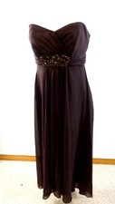 DAVIDS BRIDAL WOMEN'S BROWN CHIFFON STRAPLESS BEADED FORMAL DRESS SIZE 4 F12639