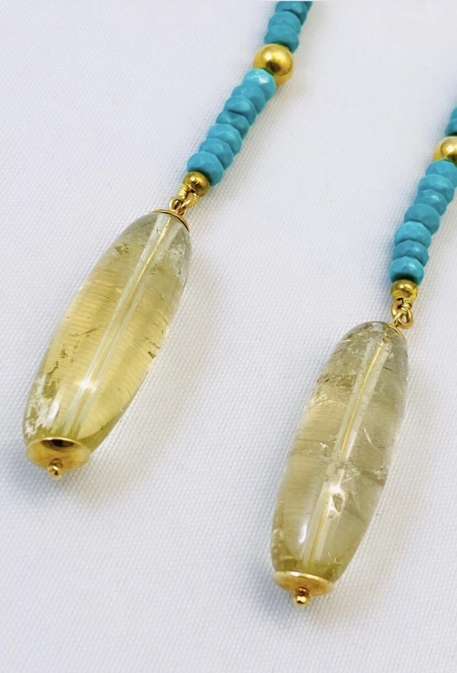 Orecchini diWa Jewels pendenti rondelle turchese e gocce fumé argento sterling - Immagine 4 di 4