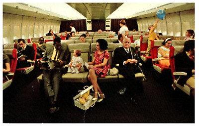 Pfanne Am Neu 747 Fluglinie Ausgegeben Flugzeug Postkarte Vintage W Bench Sitz