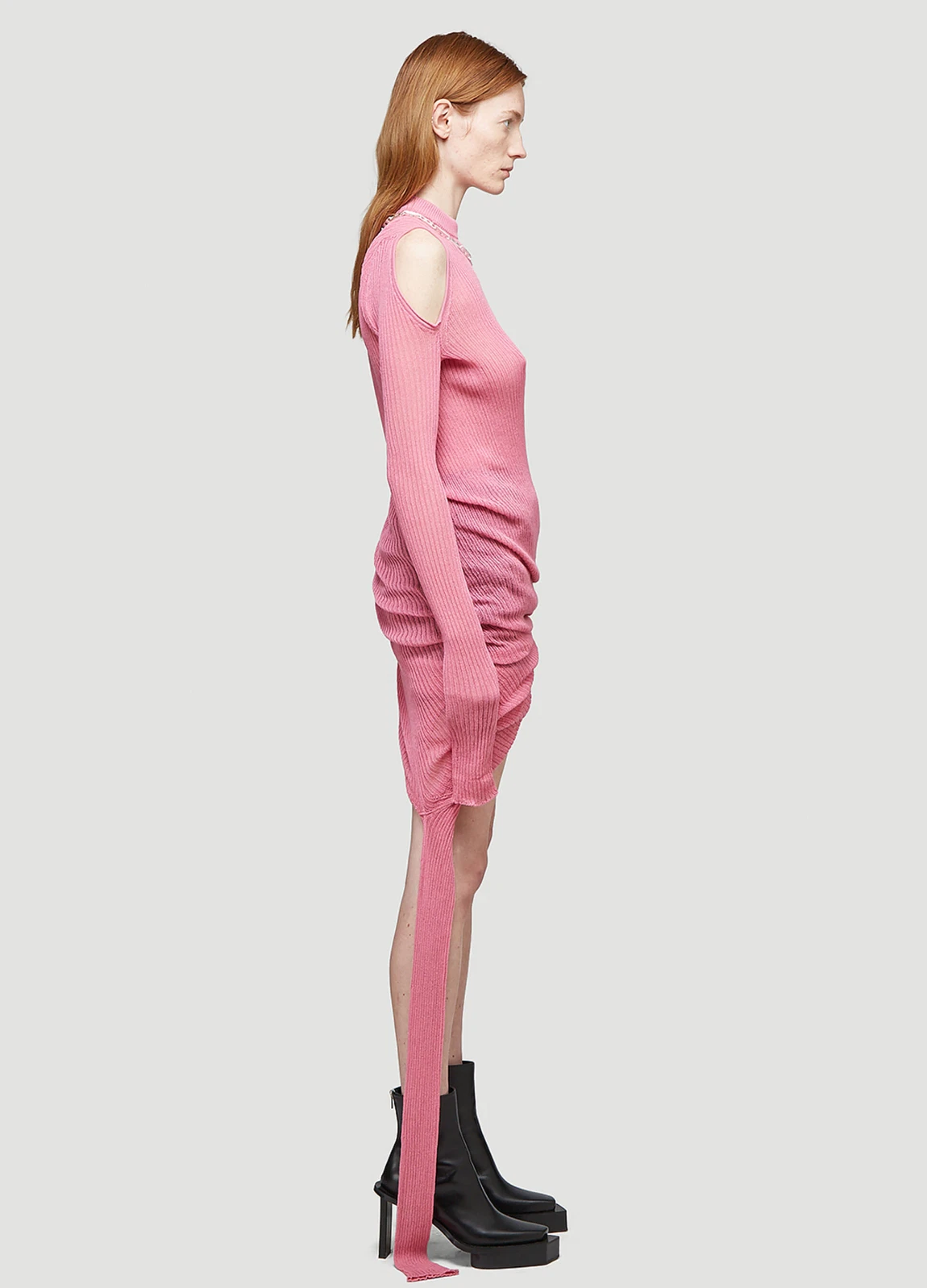 Maglione Rick Owens SS21 rosa banana nuovo con etichetta taglia S