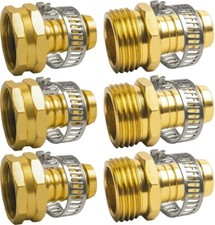 5/8" Garden Water Hose Connector Repair Mender Kit Ends Fittings Clamp Aluminum