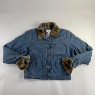 Liz Claiborne Denim Jacket Medium Blue Women Lizwear Jean Quilted