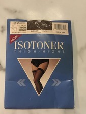 VTG Isotoner Thigh Highs Silky Sheer Whisper Light Teak Sandalfoot Size 2 NEW