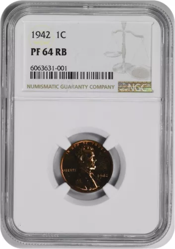 1942 Lincoln Cent PR64RB NGC