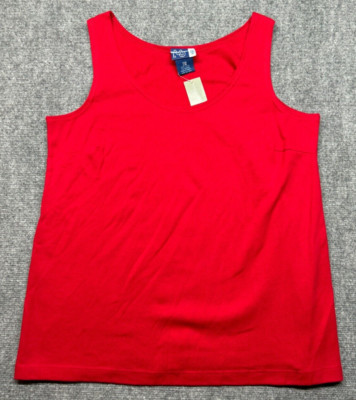 Venezia Jeans Tank Top Womens 14/16 Red Solid Sleeveless Round Neck Pullover New