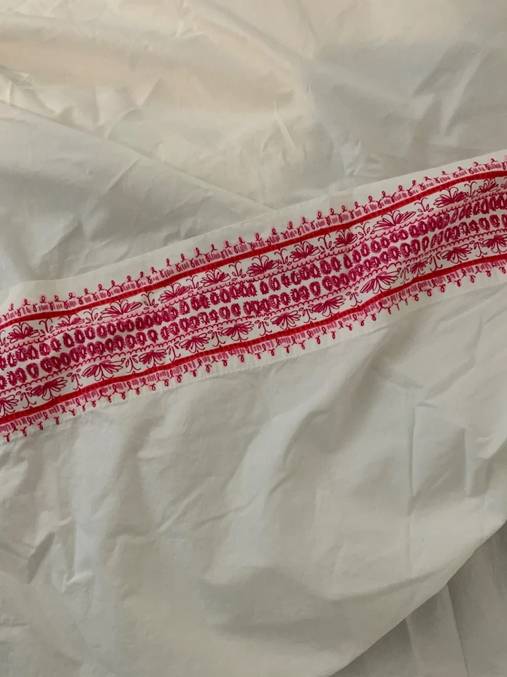 Lençol plano floral rainha estampa rosa branca celeiro cerâmica Lilly Pulitzer - Imagem 2 de 4