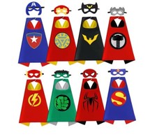 SUPERHEROES CAPE AND MASK DRESS THEME PARTY FANCY CAPES COSPLAY COSTUME KIDS