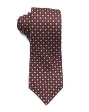 Kiton Napoli 300 Purple Yellow Geometric Print Silk Tie 3.25  Made in Italy