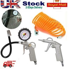 Image of 3 Pcs Air Compressor Recoil Hose Line Tool Car Tyre Inflator Duster Gun Kit