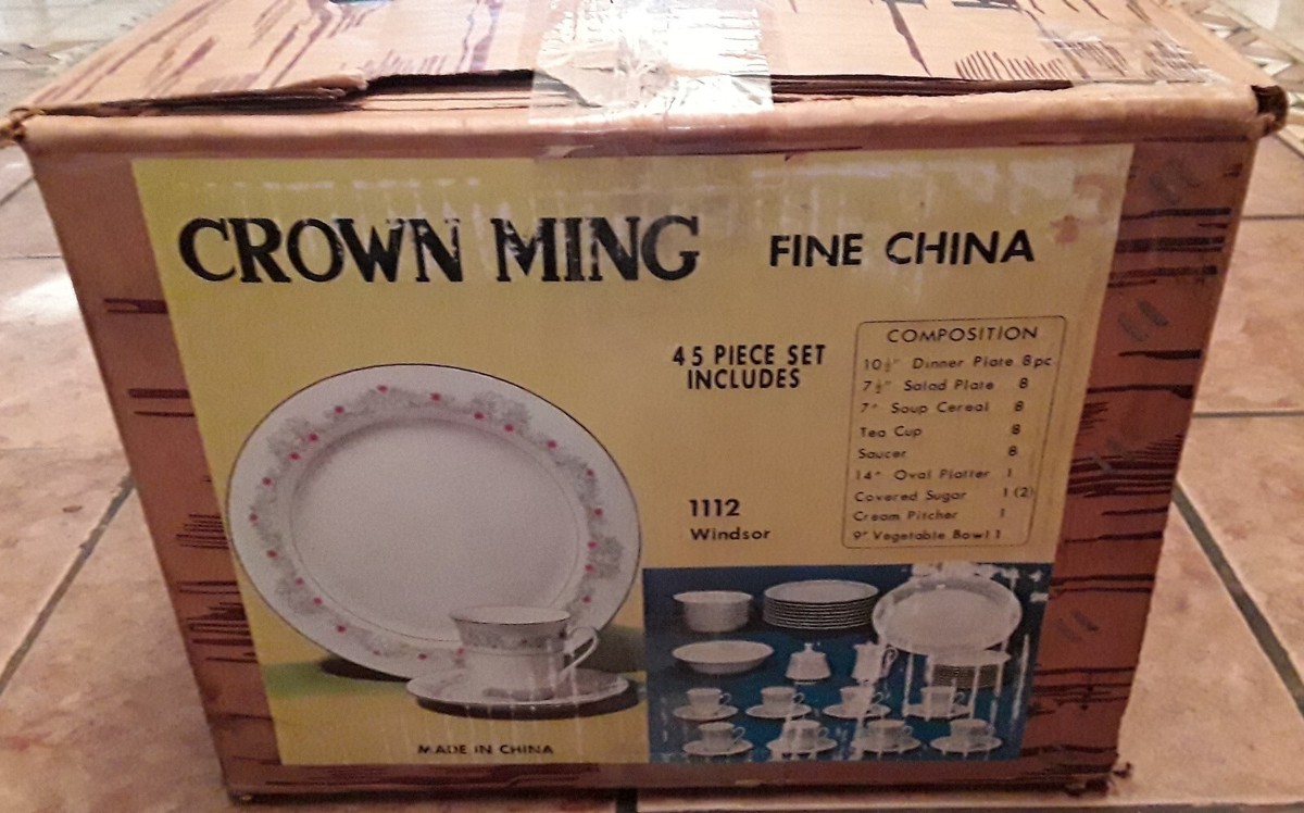 Vtg Crown Ming Fine China 1112 Windsor Jian Shiang 40 Piece Set