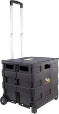 dbest Products Quik Cart Collapsible Rolling Crate - Black Heavy Duty Utility Ca