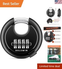 4 Digit Combination Disc Padlock with Hardened Steel Shackle Combo Lock for S...