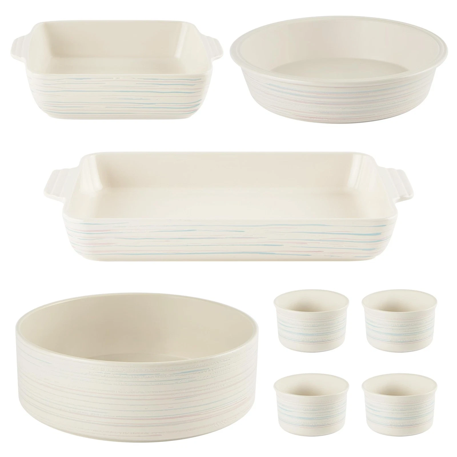 Bakeware Set 8 Piece Ceramic Nonstick Pie Casserole Cake Pyrex PX10051