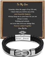 To My Son Gift for Son Bracelet Love from Mom, Dad Forever Birthday, Graduation