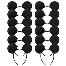 12 PCS Solid Black Mouse Ears Headband Set for Party Costume Theme Park