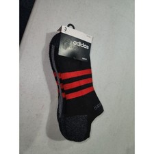NEW Men's Adidas 3 Pair Black Red Gray No Show Socks