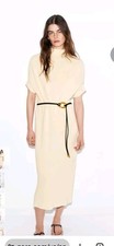 Zara Cream Knit Midi Dress With Belt