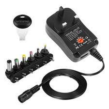 312V Universal ACDC Adjustable Power Supply Adapter UK Plug Charger 6 DC Tip