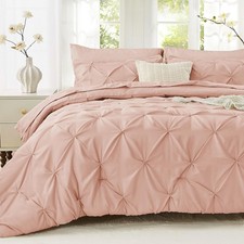 Sasttie Queen Comforter Set, 7-Piece Bed in a Bag, Pintuck Bedding Sets for A...