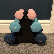 Songmics Vinyl Dumbbell Set of 6 Weights With Rack