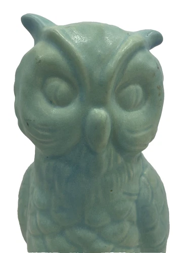 Van Briggle Blue Owl Ethel Owens Pottery Turquoise Blue Figurine Colorado