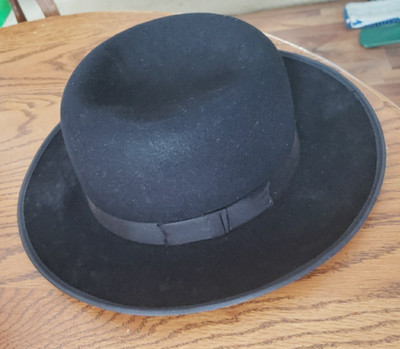 FLYING EAGLE BLACK FELT AMISH HAT CLOTH TAPE SIZE 7 3/8''