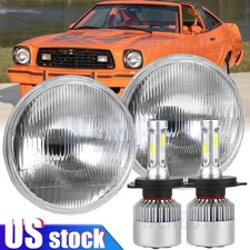 For Ford Mustang 1965-1978 7" INCH Round LED Headlights Hi/Lo Sealed Beam Pair