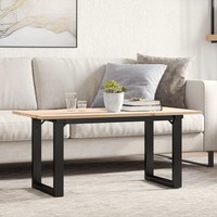 Couchtisch O-Gestell 100X50X45 Cm Massivholz Kiefer & Gusseisen