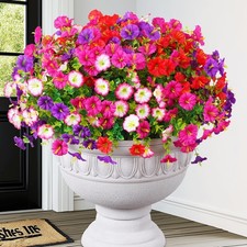 12 Bundles Look Real Artificial Flowers for Outdoors, Realistic Fake Outdoor
