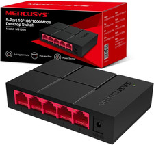 MERCUSYS MS105G 5 Port Gigabit Ethernet Switch Plug Play Home Office Network Hub