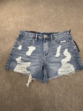 Blank NYC The Barrow Vintage High Rise Shorts Womens 26 Denim Distressed Raw Hem