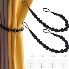 2 Pieces Wood Bead Curtain Tieback Boho Curtain Tiebacks Curtain Holdbacks for W