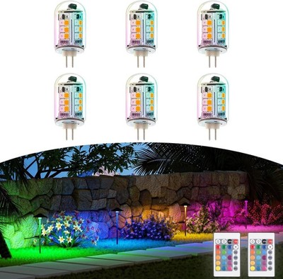 RGB T3 G4 Bi-Pin LED Bulbs 12V Color Changing, Warm White+15 Multicolors and 4-L