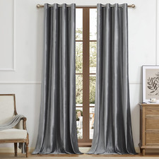 Elegant Dark Grey Velvet Blackout Curtains 120" - Set of 2