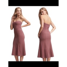BHLDN x Vera Wang Elaine Strapless Dress Womens Size 16 pink mauve midi party