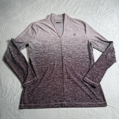 ARIAT Tek Womens Large Heat Series V Neck Maroon Ombré Pennant Base Layer